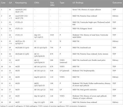 Pregnancy outcomes and genetic analysis for fetal ventriculomegaly